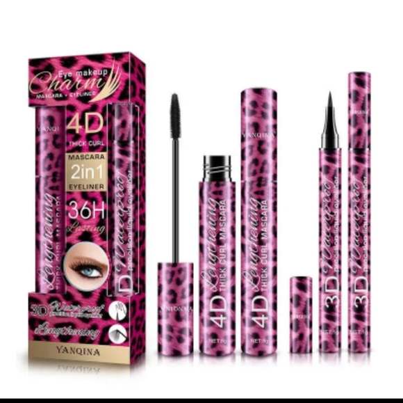 charm Makeup 4d Mascara And Liquid Eyeliner Set Black 4d Fiber